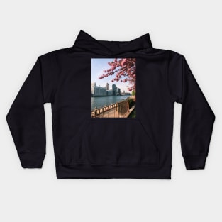 Roosevelt Island NYC Cherry Blossoms Kids Hoodie